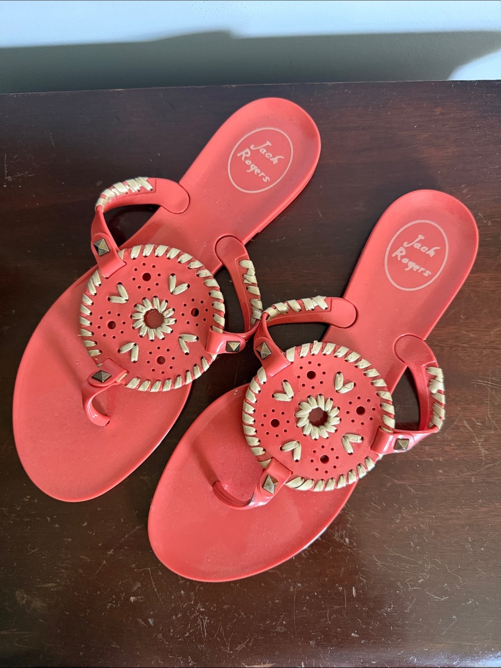 Jack Rogers Coral Round Medallion Flat Sandals